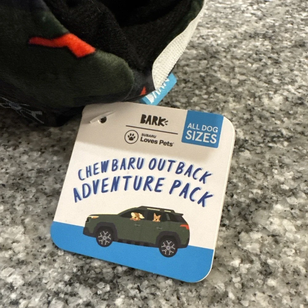 BARK SUBARU chewbaru outback adventure pack dog toy 2026 NEW 2 toys in 1